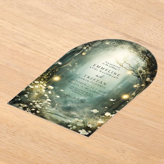 Invitations En Acrylique Arc Mariage Enchanted Forest Path Flowers (Poser)