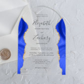 Invitations En Acrylique Arc Mariage moderne Royal Blue Gold Agate