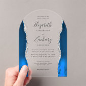 Invitations En Acrylique Arc Mariage moderne Royal Blue Silver Agate (In situ (ordinateur de poche))