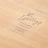Invitations En Acrylique Arc moderne noir calligraphie script mariage (Poser)