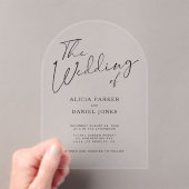 Invitations En Acrylique Arc moderne noir calligraphie script mariage (In situ (ordinateur de poche))