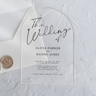 Invitations En Acrylique Arc moderne noir calligraphie script mariage