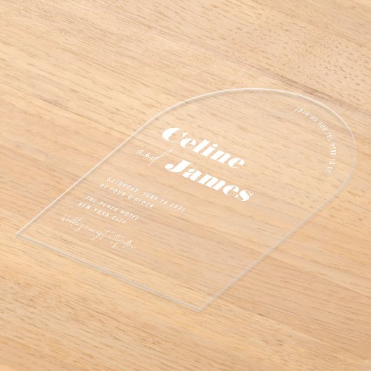 Invitations En Acrylique Arc moderne Personnalisé Blanche Revêtement Clair  (Poser)