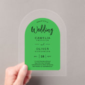 Invitations En Acrylique Arc Noir Vert Acrylique Mariage Invite Moderne (In situ (ordinateur de poche))