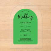 Invitations En Acrylique Arc Noir Vert Acrylique Mariage Invite Moderne (Recto)