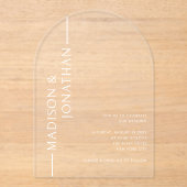 Invitations En Acrylique Arc Noms empilés Moderne Élégant Clair Mariage (Recto)