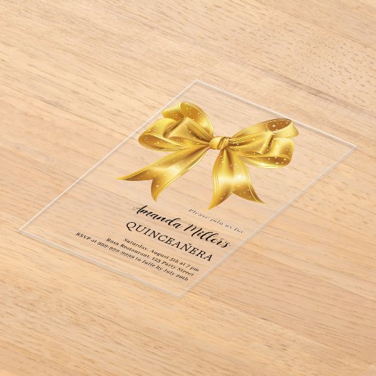 Invitations En Acrylique Arc or Quinceanera luxe clair (Poser)