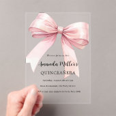 Invitations En Acrylique Arc rose élégant Quinceanera luxe clair (In situ (ordinateur de poche))