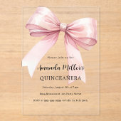 Invitations En Acrylique Arc rose élégant Quinceanera luxe clair (Recto)