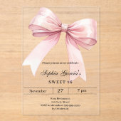 Invitations En Acrylique Arc rose Sweet 16 luxe clair (Recto)