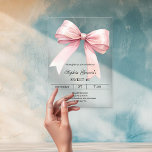 Invitations En Acrylique Arc rose Sweet 16 luxe clair<br><div class="desc">Un arrière - plan clair et transparent,  décoré d'un grand arc rose. Personnalisez et ajoutez un nom et des détails du parti.</div>