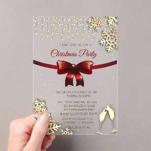 Invitations En Acrylique Arc Rouge,Flocons de neige,Entreprise de Lunettes