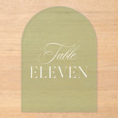 Invitations En Acrylique Arch Acrylic Green Wedding Table Eleven Number (Recto)