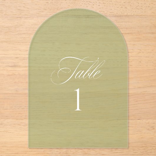 Invitations En Acrylique Arch Acrylic Sage Green Wedding Table Number (Recto)