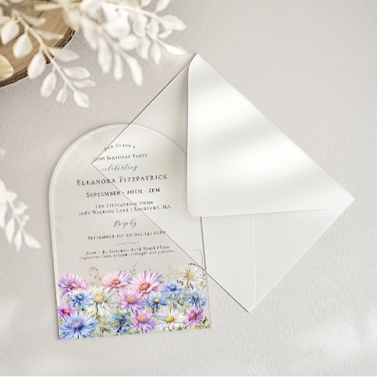 Invitations En Acrylique ARCH ACRYLIQUE 25 Anniversaire Septembre Fleur de 