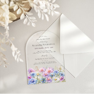 Invitations En Acrylique ARCH ACRYLIQUE 90 Anniversaire Septembre Fleur de