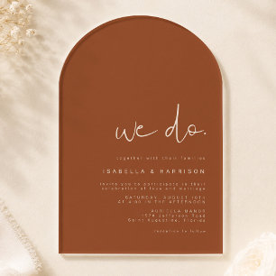 Invitations En Acrylique Arch Edgy Bohème Orange Brûlé Moderne Minimaliste