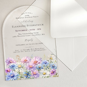 Invitations En Acrylique ARCH FÊTE SURPRISE 70 Anniversaire de naissance Fl