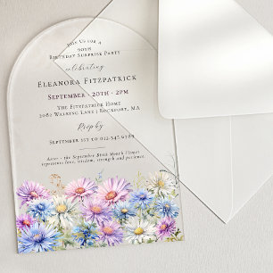 Invitations En Acrylique ARCH FÊTE SURPRISE 90 Fleur d'anniversaire de sept