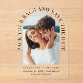 Invitations En Acrylique Arch Photo Destination Mariage Enregistrer La Date (Recto)