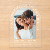 Invitations En Acrylique Arch Photo Destination Mariage Enregistrer La Date (Recto)