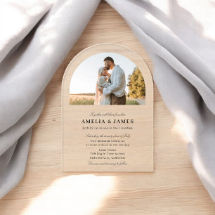 Invitations En Acrylique Arch Photo Elegant Mariage de calligraphie