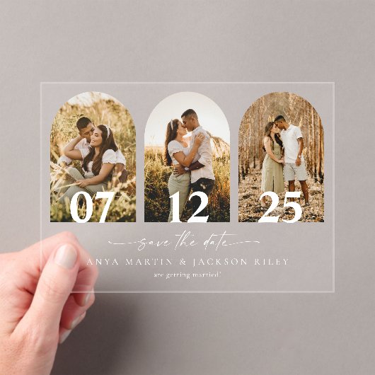 Invitations En Acrylique Arch Photo Enregistrer La Carte Mariage Date (In situ (ordinateur de poche))