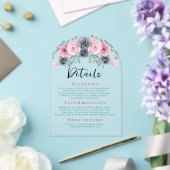 Invitations En Acrylique Arch Pink and Blue Blooms Détails du Mariage (Insitu (Mariage))