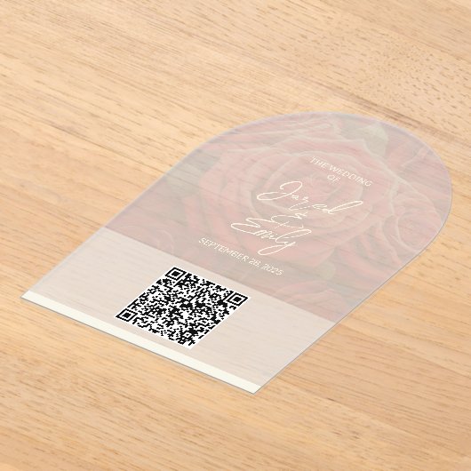Invitations En Acrylique Arch Rose Style Acrylique Mariage QR Code Invitati (Poser)