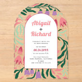 Invitations En Acrylique Arche bohème avec branches et fleurs rétro de mari (Recto)