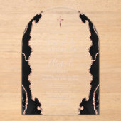 Invitations En Acrylique Arche d'âge d'or Rose noir Première communion sain (Recto)