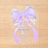 Invitations En Acrylique Arche de Baby shower de ruban violet (Recto)