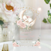 Invitations En Acrylique Arche de Baby shower floral rose-rose-doux