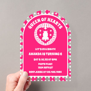 Invitations En Acrylique Arche de fête d'anniversaire Rétro Rose Reine de C