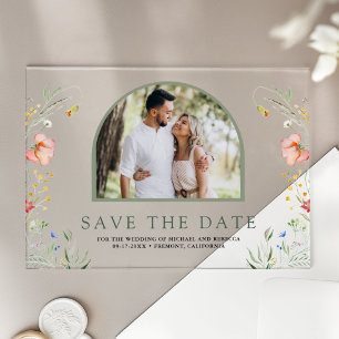 Invitations En Acrylique Arche de fleurs sauvages Photo Enregistrement de m