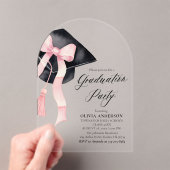 Invitations En Acrylique Arche de la casquette de graduation rose moderne (In situ (ordinateur de poche))