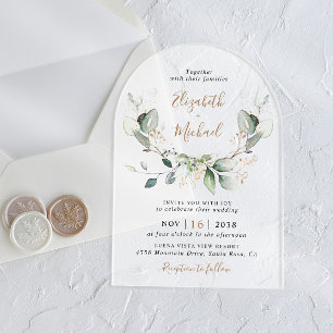 Invitations En Acrylique Arche de mariage à l'aquarelle d'eucalyptus givré
