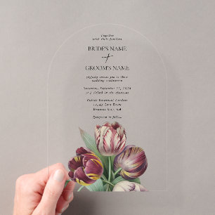 Invitations En Acrylique Arche de mariage aux tulipes violettes aquarelle l