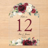 Invitations En Acrylique Arche de Mariage florale de Bourgogne Numéro de ta (Recto)