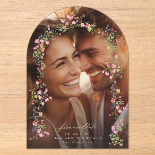 Invitations En Acrylique arche de photo florale élégante pour carte de sauv