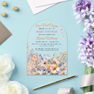 Invitations En Acrylique Arche Florale de Coucher de Soleil Vibrant pour Ba