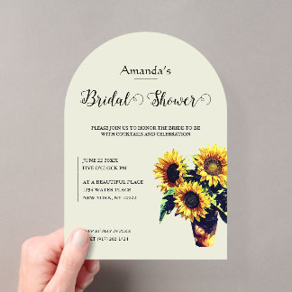 Invitations En Acrylique Arche florale de tournesol rustique pour la douche