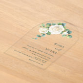 Invitations En Acrylique Arche Florale Roses Blanches Claire (Poser)