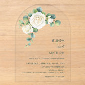 Invitations En Acrylique Arche Florale Roses Blanches Claire (Recto)