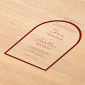 Invitations En Acrylique Arche Mariage de script de bordure rouge simple (Poser)