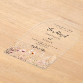 Invitations En Acrylique arche mariage fleur sauvage beige crème rose (Poser)