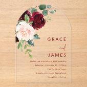 Invitations En Acrylique Arche Mariage moderne Bourgogne et Blush (Recto)