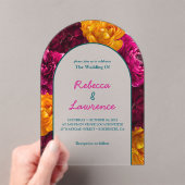 Invitations En Acrylique Arche mariage moderne chic rose vert jaune (In situ (ordinateur de poche))