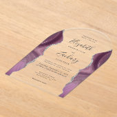 Invitations En Acrylique Arche Mariage moderne Mauve Argent Agate (Poser)