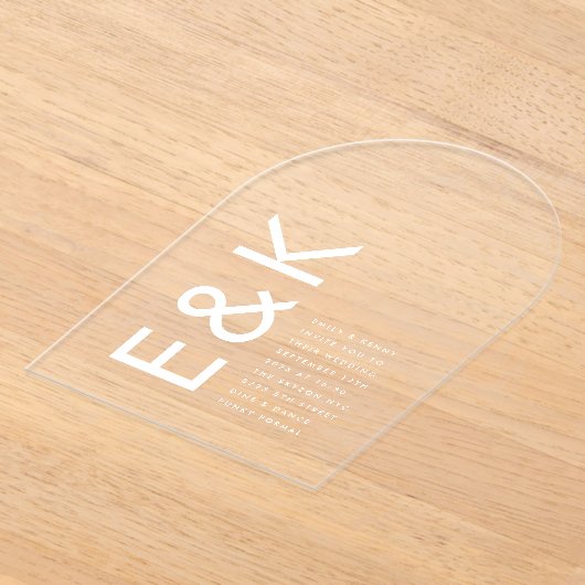 Invitations En Acrylique Arche Mariage Monogramme ultra moderne (Poser)